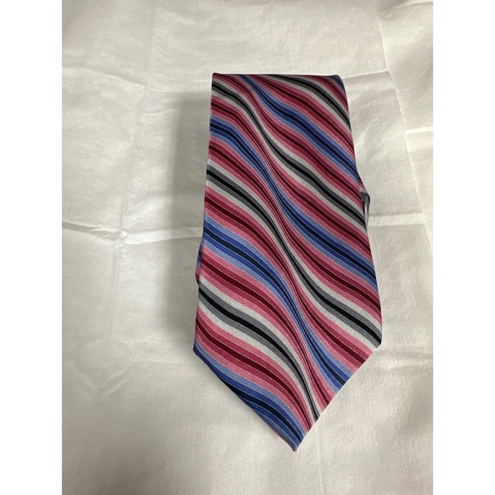 Damante Striped Necktie‎ Pink Blue Gray Black Menswear Formal Event